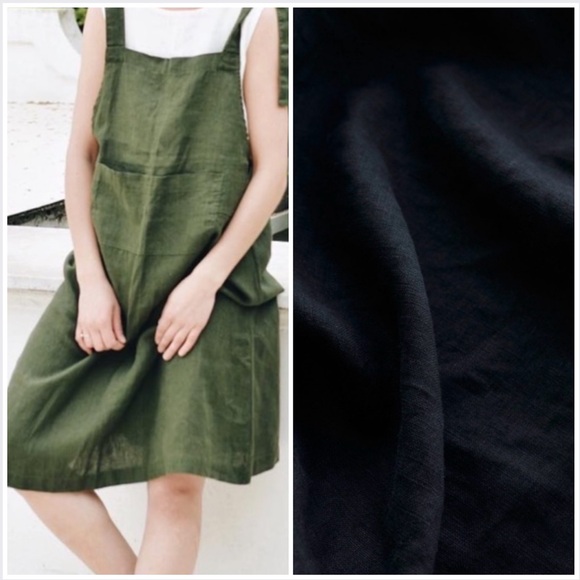 Linenfox Dresses & Skirts - Linenfox Black Linen Pinafore Dress – XS🖤
